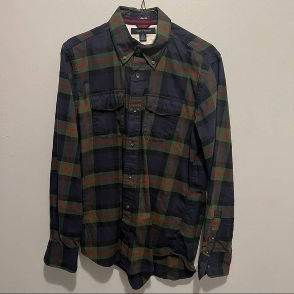 Tommy Hilfiger Plaid Button Down Slim Fit Collared Shirt